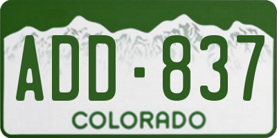 CO license plate ADD837