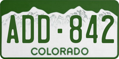 CO license plate ADD842