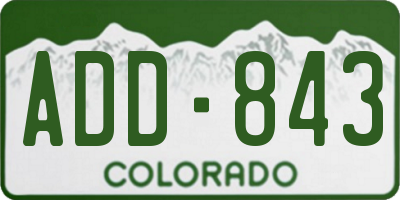CO license plate ADD843