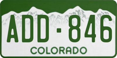 CO license plate ADD846