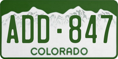 CO license plate ADD847
