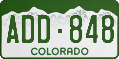 CO license plate ADD848