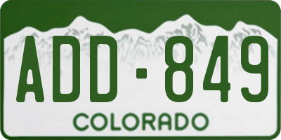 CO license plate ADD849