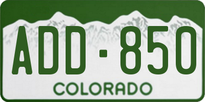 CO license plate ADD850