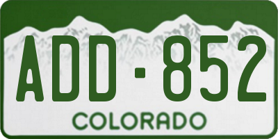 CO license plate ADD852