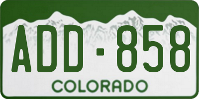 CO license plate ADD858