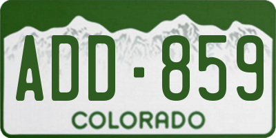 CO license plate ADD859