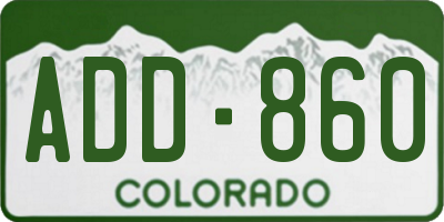CO license plate ADD860