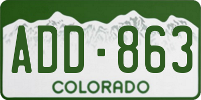 CO license plate ADD863