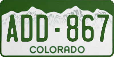 CO license plate ADD867