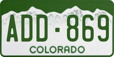 CO license plate ADD869
