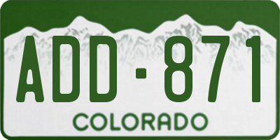 CO license plate ADD871