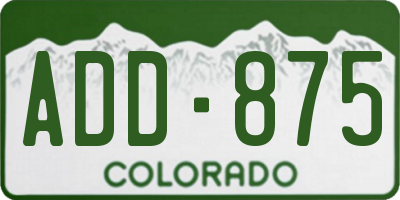 CO license plate ADD875