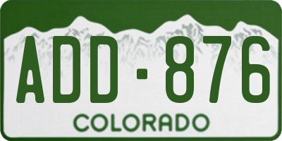 CO license plate ADD876