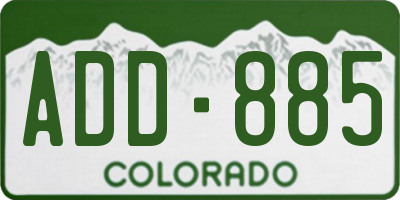 CO license plate ADD885