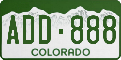 CO license plate ADD888