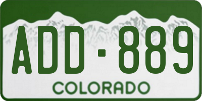 CO license plate ADD889