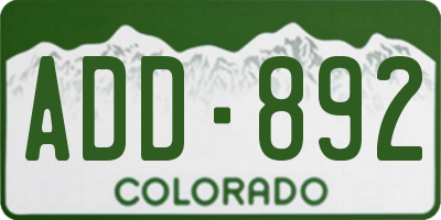 CO license plate ADD892