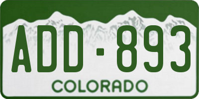 CO license plate ADD893