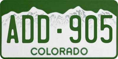 CO license plate ADD905
