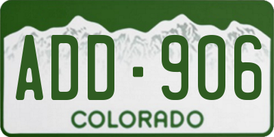 CO license plate ADD906