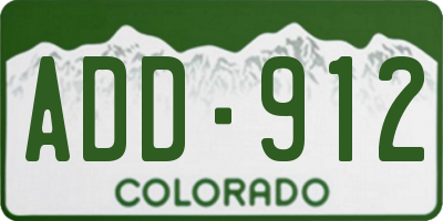 CO license plate ADD912
