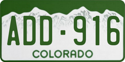CO license plate ADD916