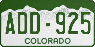 CO license plate ADD925