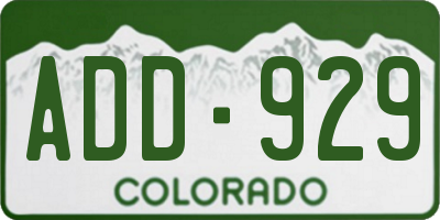 CO license plate ADD929