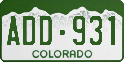 CO license plate ADD931