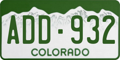 CO license plate ADD932