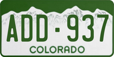 CO license plate ADD937