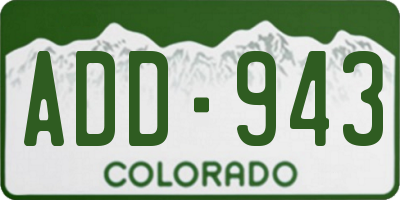 CO license plate ADD943