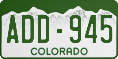 CO license plate ADD945
