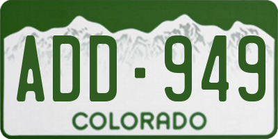 CO license plate ADD949