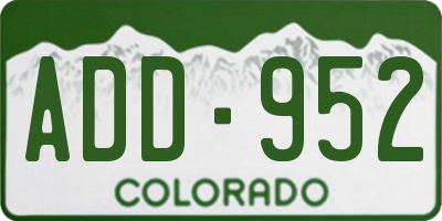 CO license plate ADD952