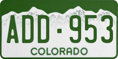 CO license plate ADD953