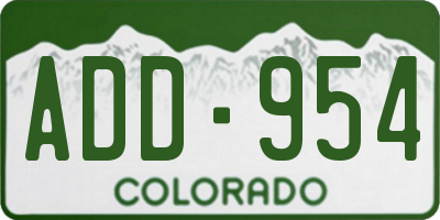 CO license plate ADD954