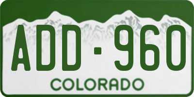 CO license plate ADD960