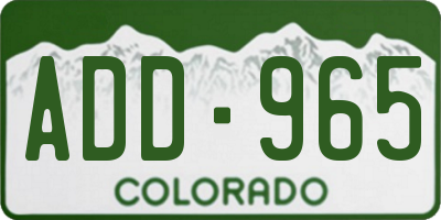 CO license plate ADD965