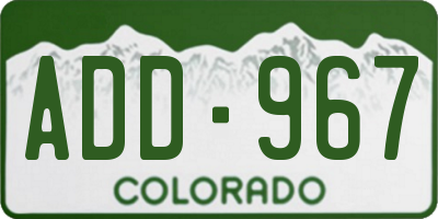 CO license plate ADD967