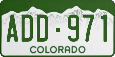 CO license plate ADD971