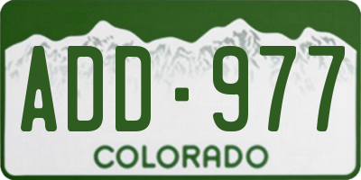 CO license plate ADD977