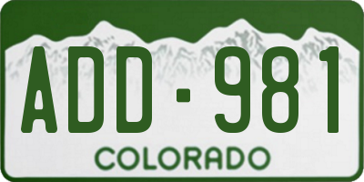 CO license plate ADD981