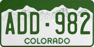 CO license plate ADD982