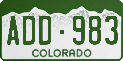 CO license plate ADD983