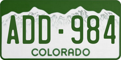 CO license plate ADD984