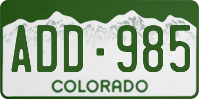 CO license plate ADD985