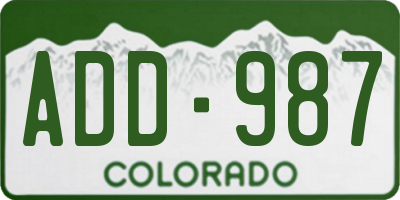 CO license plate ADD987