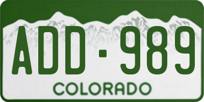 CO license plate ADD989